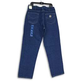 NWT Mens Blue Denim Dark Wash Relaxed Fit Straight Leg Jeans Size 36X32 alternative image