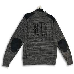 Mens Gray Black Heather Long Sleeve Mock Neck Quarter Zip Sweater Size L alternative image