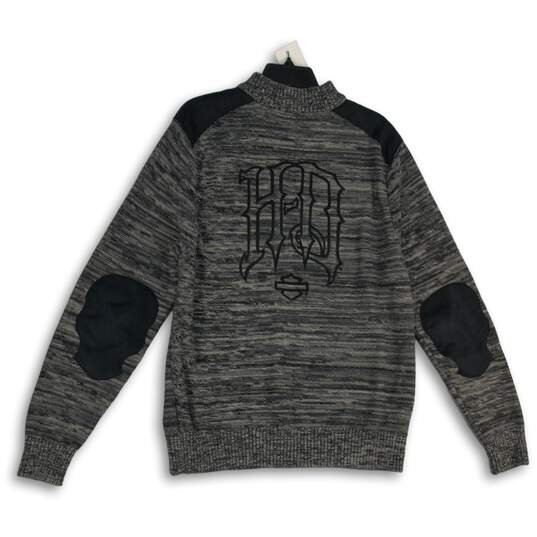 Mens Gray Black Heather Long Sleeve Mock Neck Quarter Zip Sweater Size L image number 2