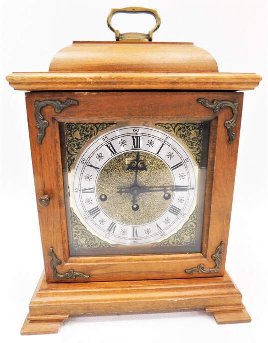 VNTG Hamilton 2 Jewels Mantel Clock Made In West Germany W/ Key image number 1