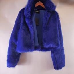 FashionNova Women Blue Faux Fur Jacket Sz 3X NWT