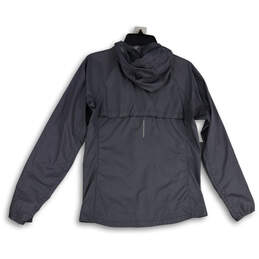 Womens Gray Long Sleeve Hooded Full-Zip Windbreaker Jacket Size M alternative image