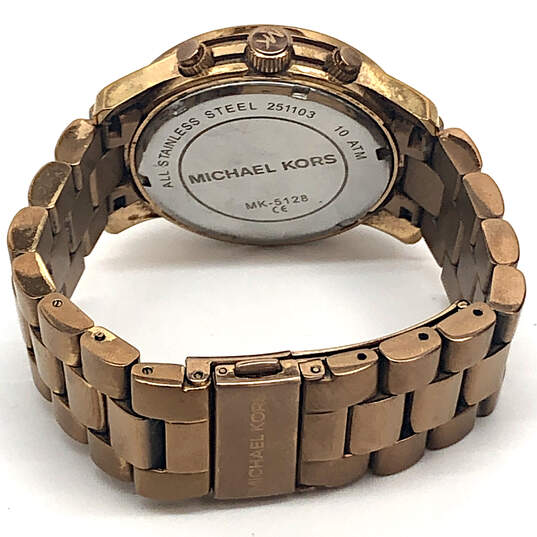 Designer Michael Kors MK-5128 Rose Gold-Tone 10 ATM Chronograph WristWatch image number 3