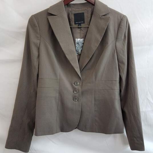 The Limited Women's Pinstripe Three Button Long Sleeve Padded Brown Blazer Size 6 image number 1