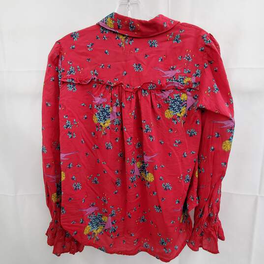 Maeve by Anthropologie Red Flower Patterned Blouse Size 2P image number 2