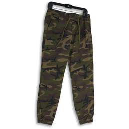 NWT Gap Mens Green Brown Camouflage Elastic Drawstring Waist Jogger Pants Sz XS