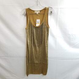 Michael Kors Women's Gold Sequin Chain Fringe Tank Dress Size S