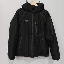 Mens Black Long Sleeve Pockets Full Zip Hooded Windbreaker Jacket Size Medium