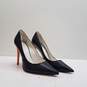 02 Monde Italy Black Vegan Orange Stiletto Heels Shoes Size 39 B image number 3