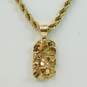 14K Yellow Gold Nugget Pendant On Chunky Rope Chain Necklace 31.8g image number 2