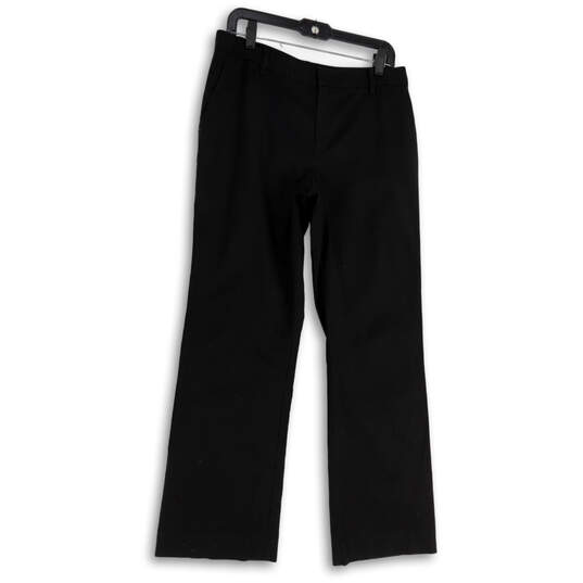 Womens Black Flat Front Slash Pocket Straight Leg Dress Pants Size 10 image number 1