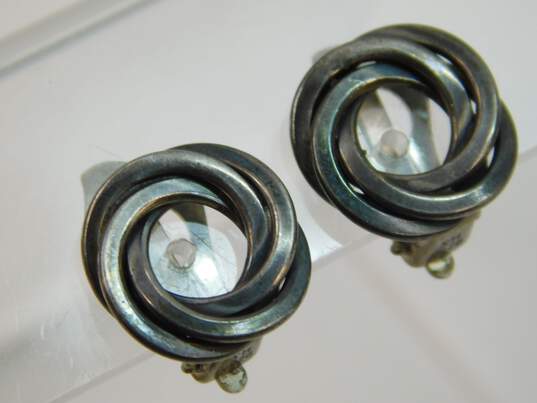 Vintage HS Hermann Siersbol Denmark 925 Modernist Interlocking Circles Clip On Earrings 5.4g image number 3