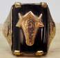 Men's Vintage 10K Yellow Gold Onyx Masonic Compass & Square G Ring 8.2g image number 4