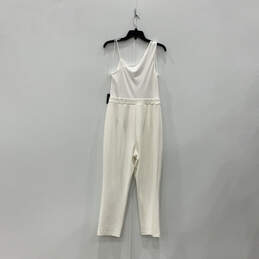 NWT Womens White Sleeveless Straight Leg One-Piece Jump Suit Size Medium alternative image