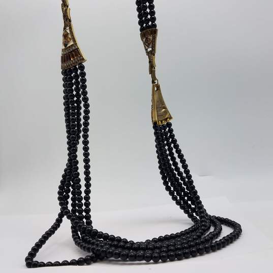 Heidi Daus Gold Tone Black Beads Crystal 40 Inch Necklace 240.0g image number 10