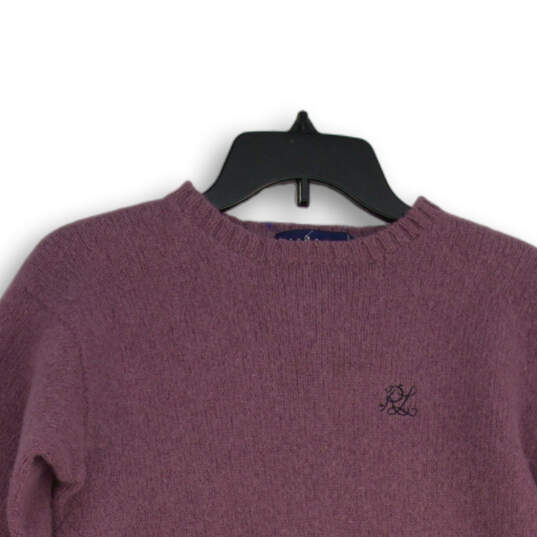Womens Purple Knitted Crew Neck Long Sleeve Pullover Sweater Size Small image number 3