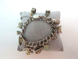 Vintage Silver Tone Travel Charm Bracelet 47.7g
