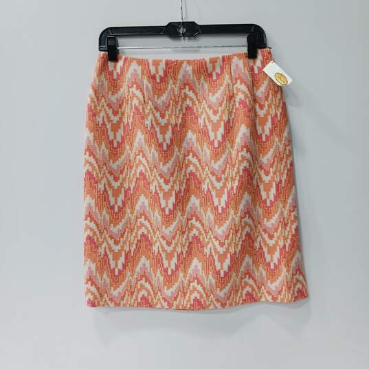 Talbots Orange And Pink Side Zip Skirt Size 8 NWT image number 1