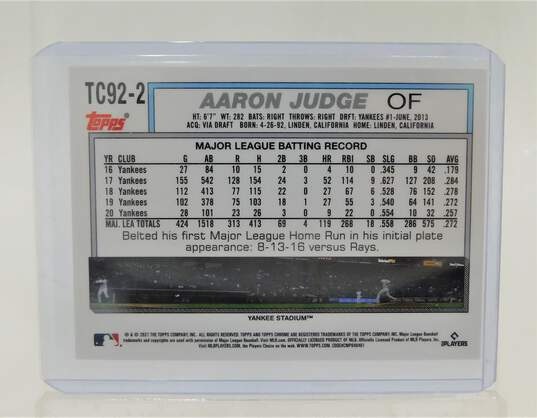 2021 Aaron Judge Topps Chrome  1992 Redux New York Yankees image number 2