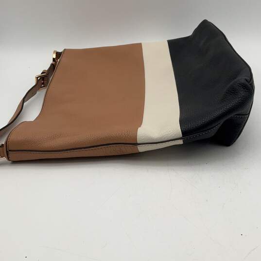 Womens Multicolor Colorblock Leather Adjustable Strap Charm Zipper Hobo Handbag image number 4