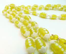 VNTG Mid Century Japanese Yellow Floral Bead Multi Strand Necklace alternative image