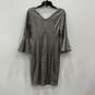 Womens Silver Bell Sleeve V-Neck Back Zip Sequin Sheath Dress Size 4 image number 1