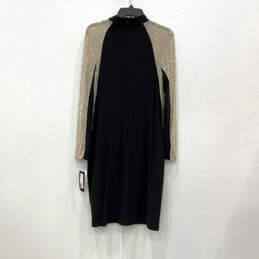 NWT Womens Black Keyhole Neck Beaded Long Sleeve Sheath Dress Size 16 alternative image