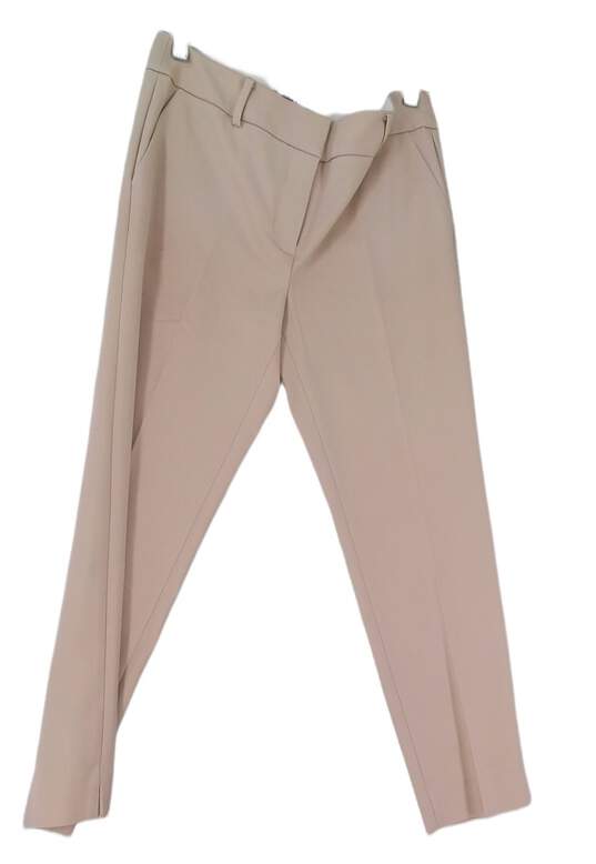 NWT Womens Beige Flat Front Straight Leg Dress Pants Size 2P image number 1