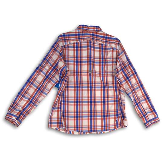 NWT Columbia Womens Red Blue Omni Wick Plaid Spread Collar Button-Up Shirt Sz XL image number 2
