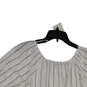 NWT Womens White Black Striped Cinched Waist Short Sleeves Blouse Top Sz M image number 4