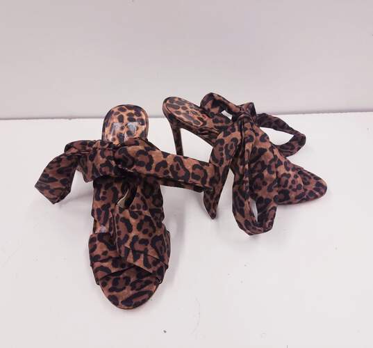 Jessica Simpson Jestella Ankle Wrap Leopard Print Sandal Pump Heels Shoes Size 6.5 M image number 1