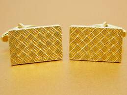 14K Yellow Gold Basket Weave Cufflinks 13.3g
