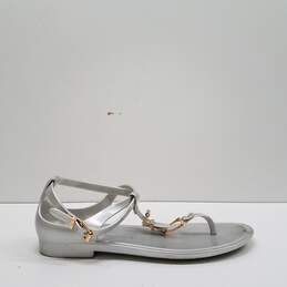 Ralph Lauren Jelly Rubber T Strap Sandals Silver 7