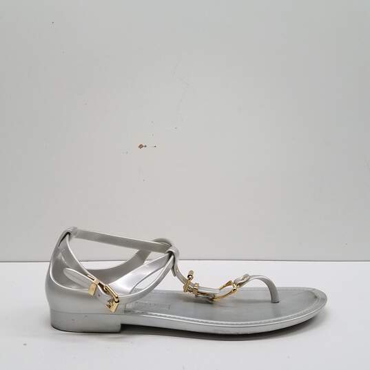 Ralph Lauren Jelly Rubber T Strap Sandals Silver 7 image number 1