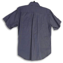 Mens Gray Pointed Collar Short Sleeve Pleated Button-Up Shirt Size Large alternative image