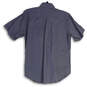 Mens Gray Pointed Collar Short Sleeve Pleated Button-Up Shirt Size Large image number 2