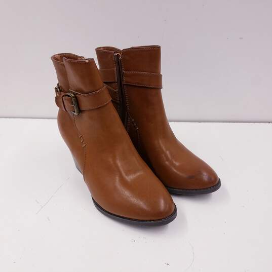 G.H. Bass & Co Felicia Brown Faux Leather Ankle Heel Zip Boots Women's Size 8 M image number 3