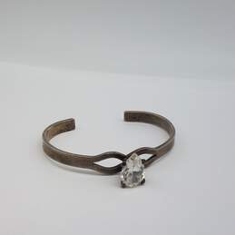 Sterling Silver Crystal 5 Inch Cuff Bracelet 18.8g