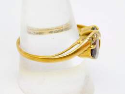 14K Yellow Gold Garnet Heart Diamond Accent Ring 3.4g alternative image