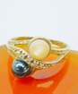 Vintage 14K White Gold Diamond Accent & Pearl Ring 5.3g image number 3