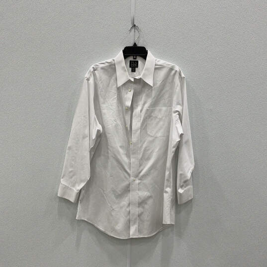 Mens White Long Sleeve Collared Front Pocket Button Up Dress Shirt Sz 17-33 image number 1