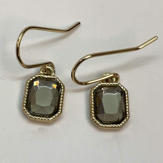 Designer J. Crew Gold-Tone Crystal Cut Stone Fish Hook Drop Earrings image number 2