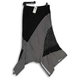 NWT Womens Black White Striped Hanky Hem Pull On A-Line Skirt Size 1