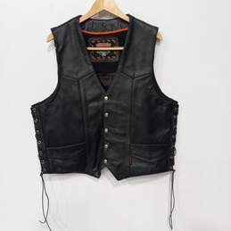 Interstate Leather Black Leather Vest Size XL