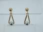 14K Two Tone Yellow & White Gold Drop Dangle Earrings 0.7g image number 1