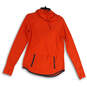 Womens Orange Thumb Hole Long Sleeve Drawstring Pullover Hoodie Size Small image number 1
