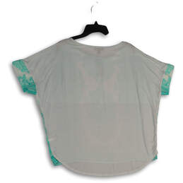 NWT Womens White Green Printed Round Neck Pullover Blouse Top Size XL alternative image