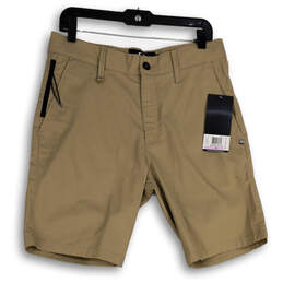 NWT Mens Tan Flat Front Slash Pocket Golf Chino Shorts Size 32
