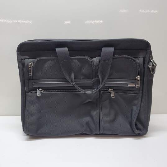 TUMI Black Canvas Multiple Pocket Briefcase Bag image number 1