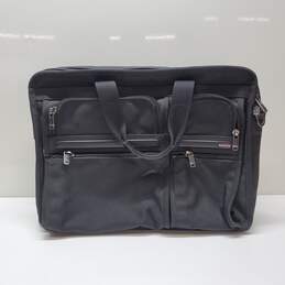 TUMI Black Canvas Multiple Pocket Briefcase Bag